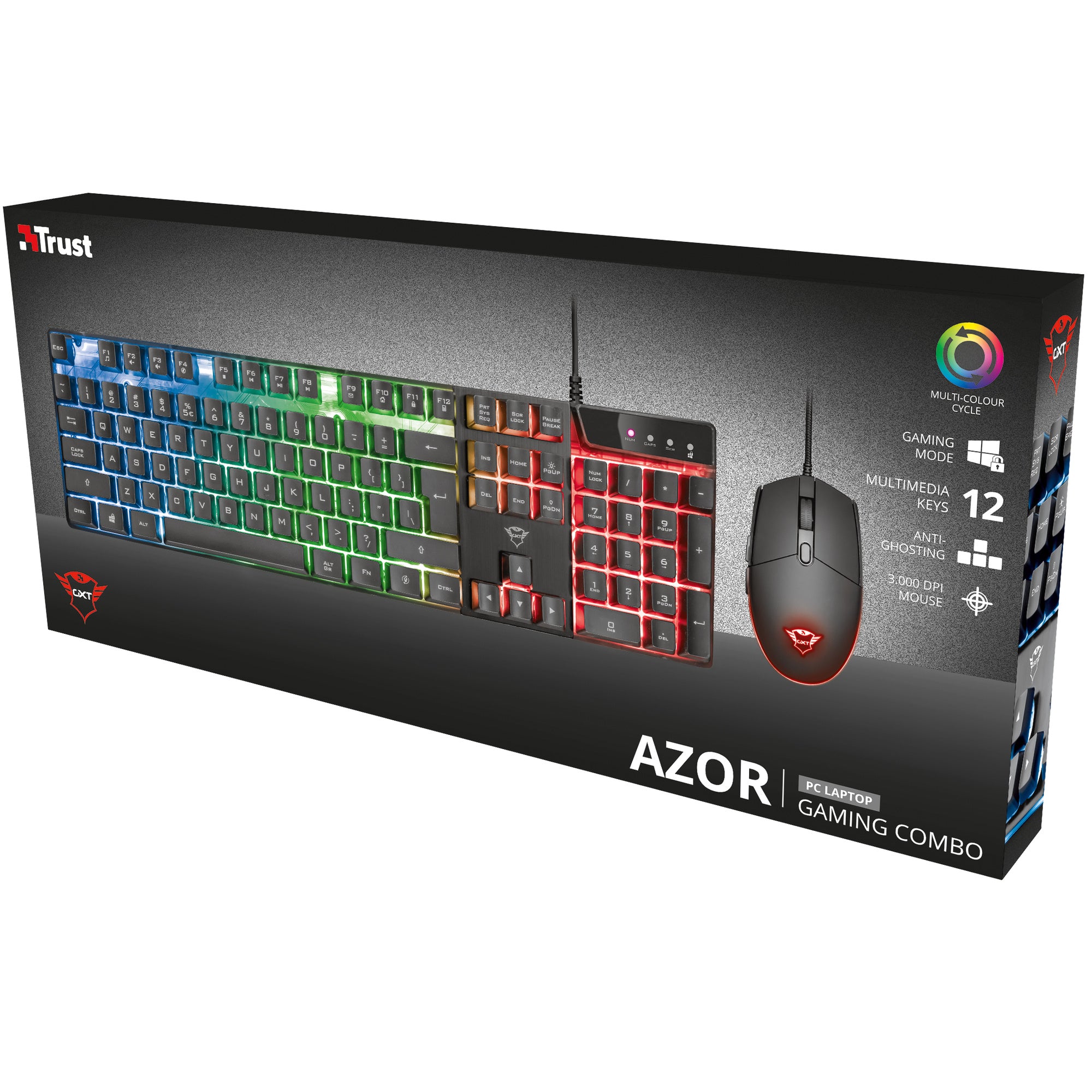 TRUST GXT 838 Azor RGB Gaming kit Nordisk layout