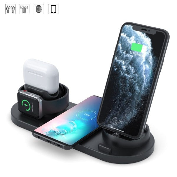 6 In 1 Charging Dock Charger Stand For Apple Watch IPhone White