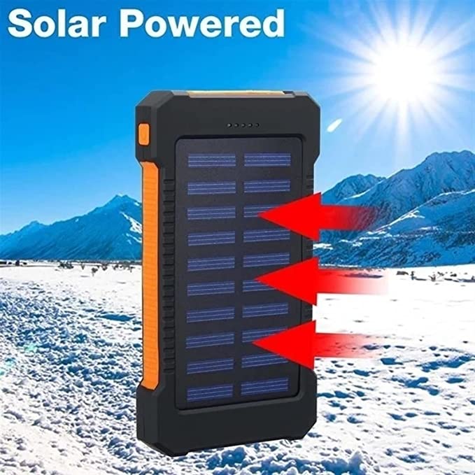 Solar Power Bank Vattentät 30000mAh Solar Laddare 2 USB-portar Extern laddare Powerbank för Xiaomi Iphone med LED-ljus