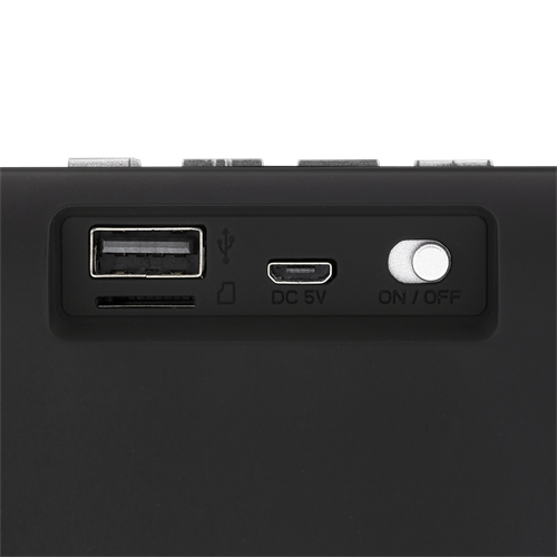 STREETZ bärbar BT högtalare med TWS och FM-radio, 3.5 mm, USB-A, micro-SD, svart