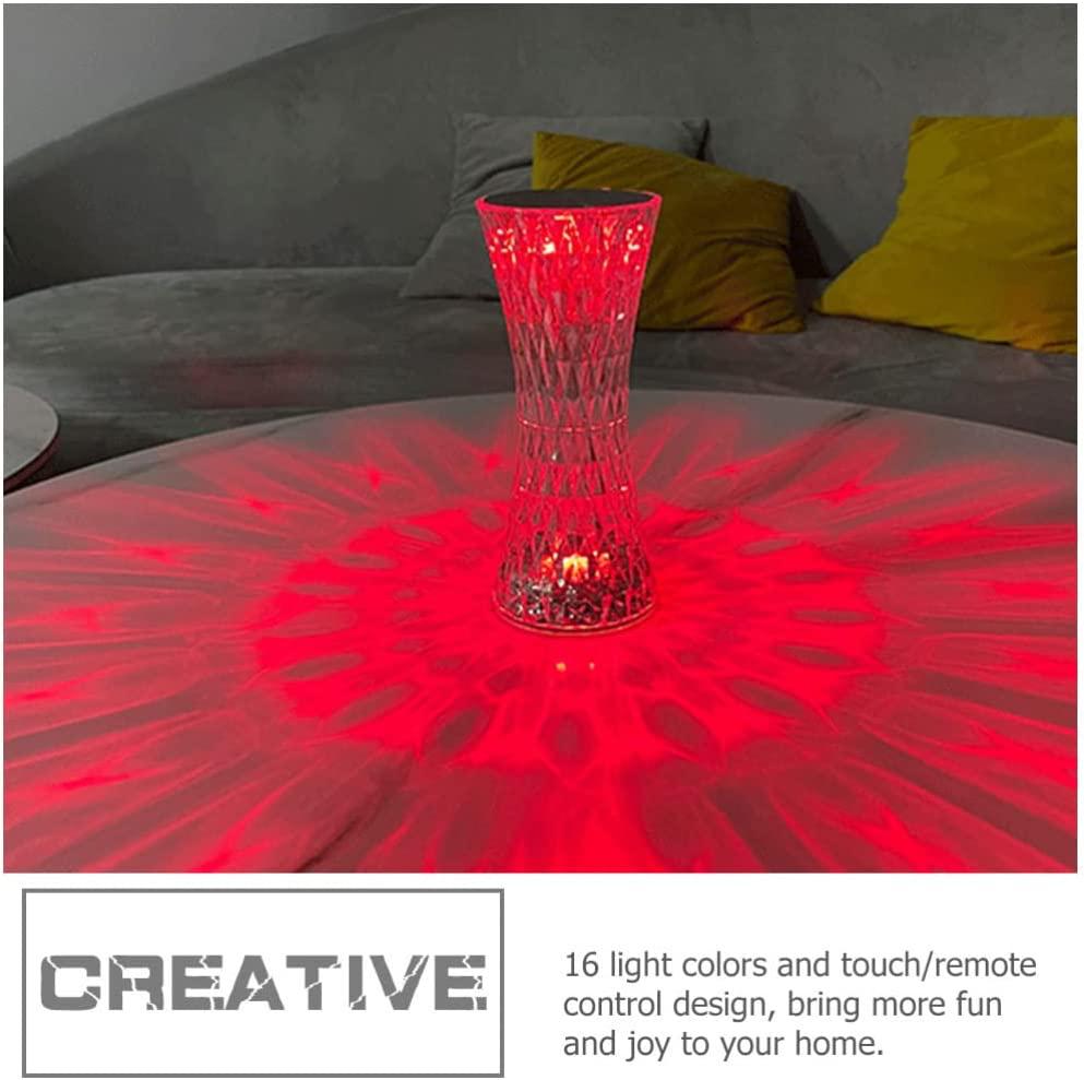 LED Romantisk Rose Crystal Skrivbordslampa USB-laddning Sovrum Bar Dekoration Nattljus RGB fjärrkontroll projektion bordslampa
