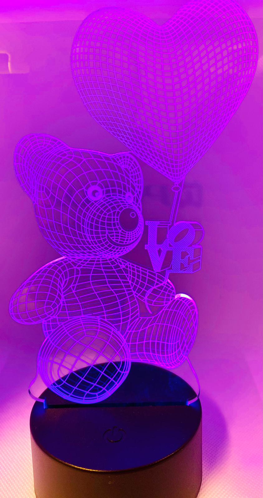 3D Optical Illusion Cute Bear Playing Balloons