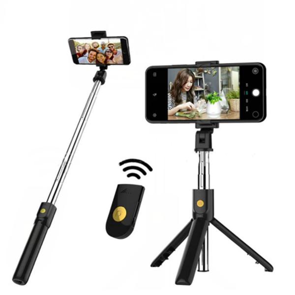 K07 Selfie stativ och trådlös Bluetooth Selfie Stick med fjärrkontroll för iphone samsung Bärbar Bluetooth Monopod