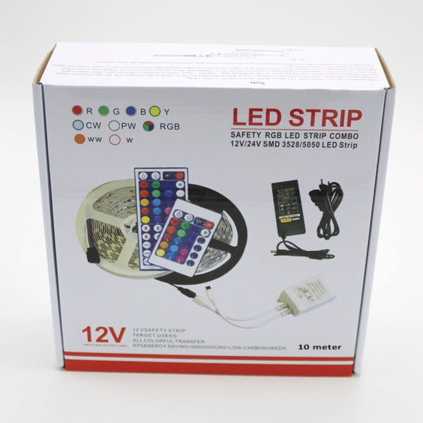 LED Strip Light RGB 3528-5050 SMD Flexibelt band Fita LED Light Strip RGB 10M Banddiode DC 12V fjärrkontroll Adapter