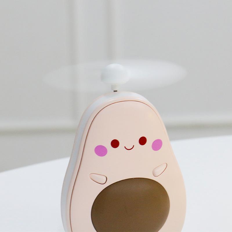 Nya barns tecknade leksak avokado handhållen fläkt USB-laddning fylla ljus smink spegel mini fläkt