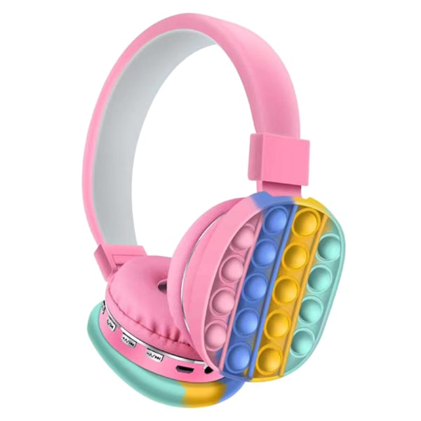 Pop It Decompression Kids Headset Toy Fidget Trådlösa hörlurar Pink