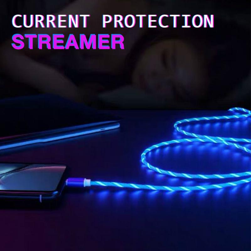 LED Glöd Flödande Typ C Kabel 2M Luminous Streamer TPE Legering kablar För Huawei Samsung Xiaomi Android Wire Cord